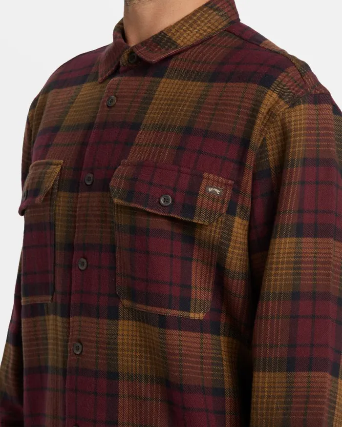 Billabong Wave Washed Essentials Offshore Long Sleeve Flannel Shirt Port 8211 Men Billabong Wave Washed Essentials Offshore Long Sleeve Flannel Shirt Port 8211 Men
