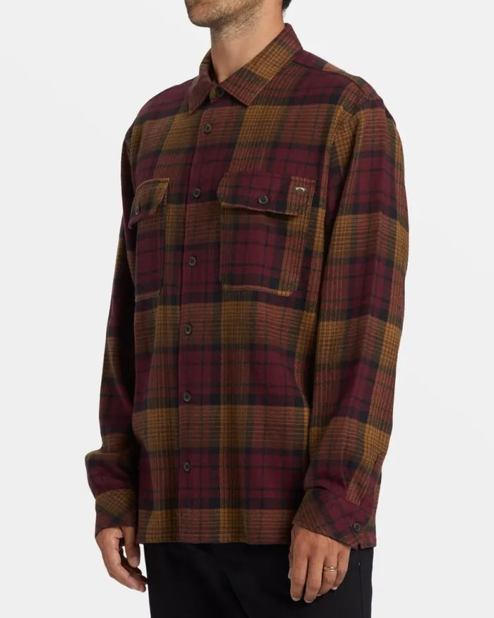 Billabong Wave Washed Essentials Offshore Long Sleeve Flannel Shirt Port 8211 Men Billabong Wave Washed Essentials Offshore Long Sleeve Flannel Shirt Port 8211 Men