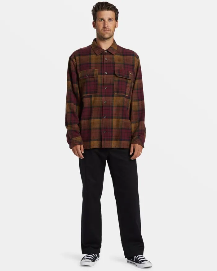 Billabong Wave Washed Essentials Offshore Long Sleeve Flannel Shirt Port 8211 Men Billabong Wave Washed Essentials Offshore Long Sleeve Flannel Shirt Port 8211 Men