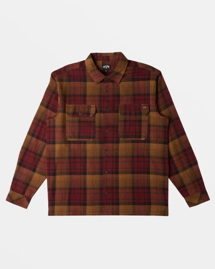 Billabong Wave Washed Essentials Offshore Long Sleeve Flannel Shirt Port 8211 Men Billabong Wave Washed Essentials Offshore Long Sleeve Flannel Shirt Port 8211 Men