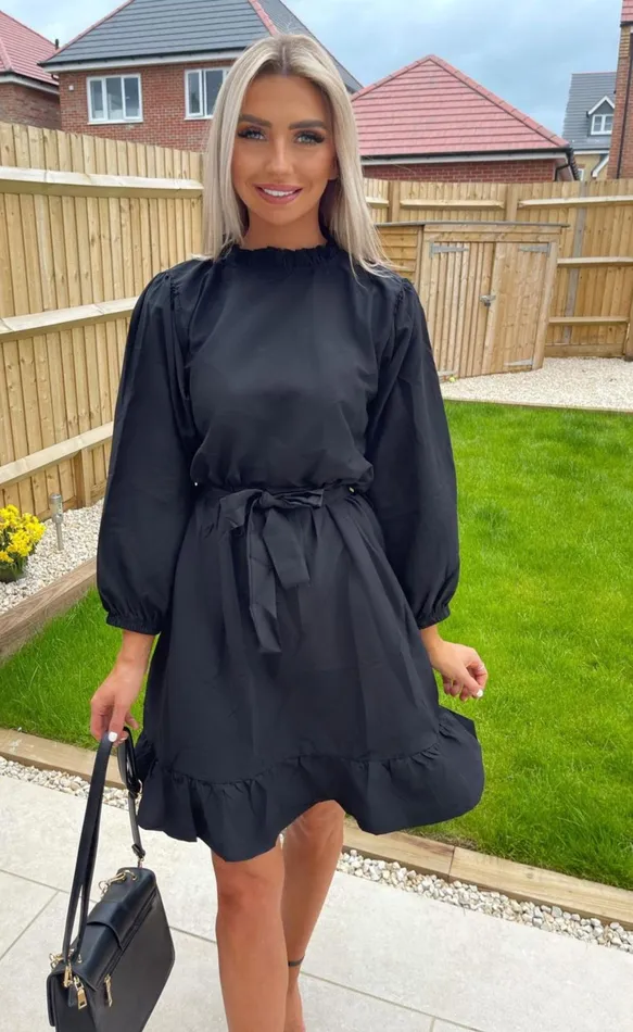 Black Molly High Neck Tie Waist Skater Dress Women Missfiga Skater Dresses Black Molly High Neck Tie Waist Skater Dress Women Missfiga Skater Dresses