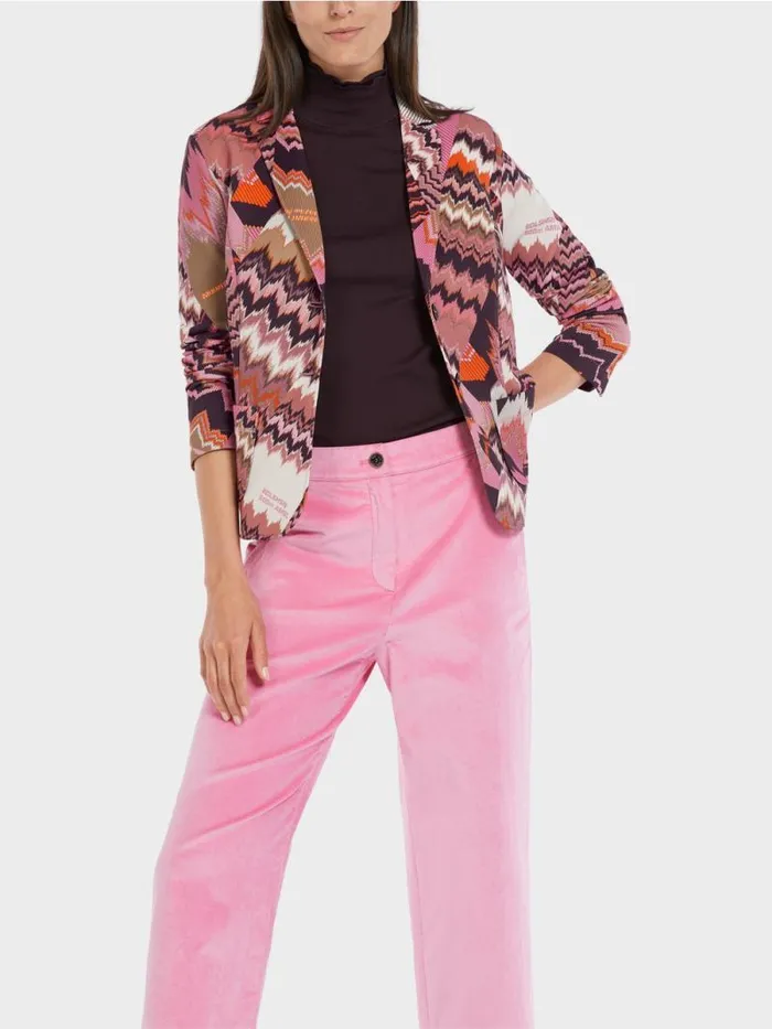 Blazer Damen Marc Cain Bunt Bedruckter Blazer Bright Orchid