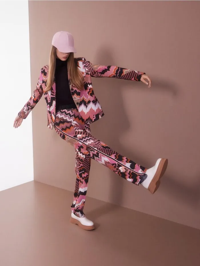 Blazer Damen Marc Cain Bunt Bedruckter Blazer Bright Orchid