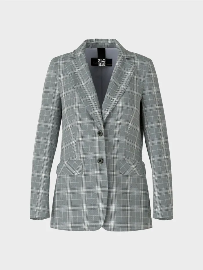 Blazer Damen Marc Cain Karierter Blazer Mit Pattentaschen Silver Grey