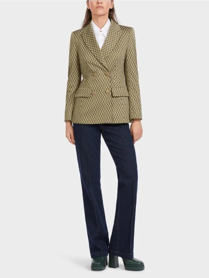 Blazer Damen Marc Cain Zweireihiger Blazer Mit Webdessin Orient Green