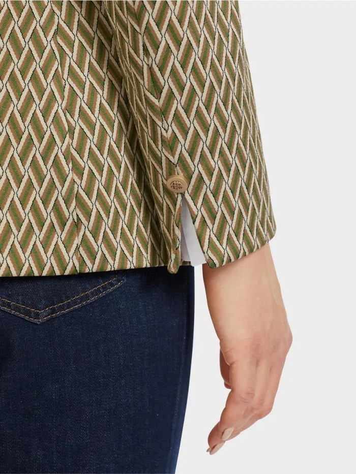 Blazer Damen Marc Cain Zweireihiger Blazer Mit Webdessin Orient Green