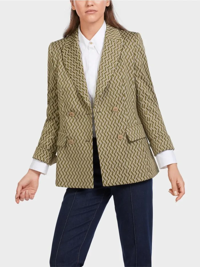 Blazer Damen Marc Cain Zweireihiger Blazer Mit Webdessin Orient Green