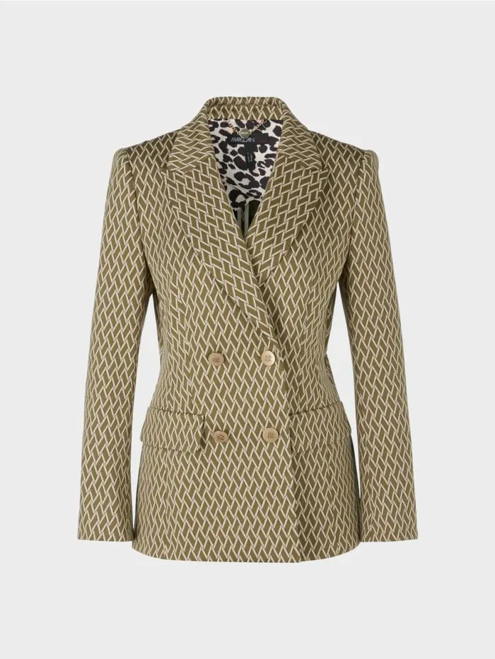 Blazer Damen Marc Cain Zweireihiger Blazer Mit Webdessin Orient Green