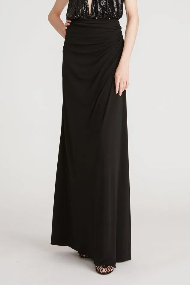 Bottoms Women Halston Callen Matte Jersey Skirt Black