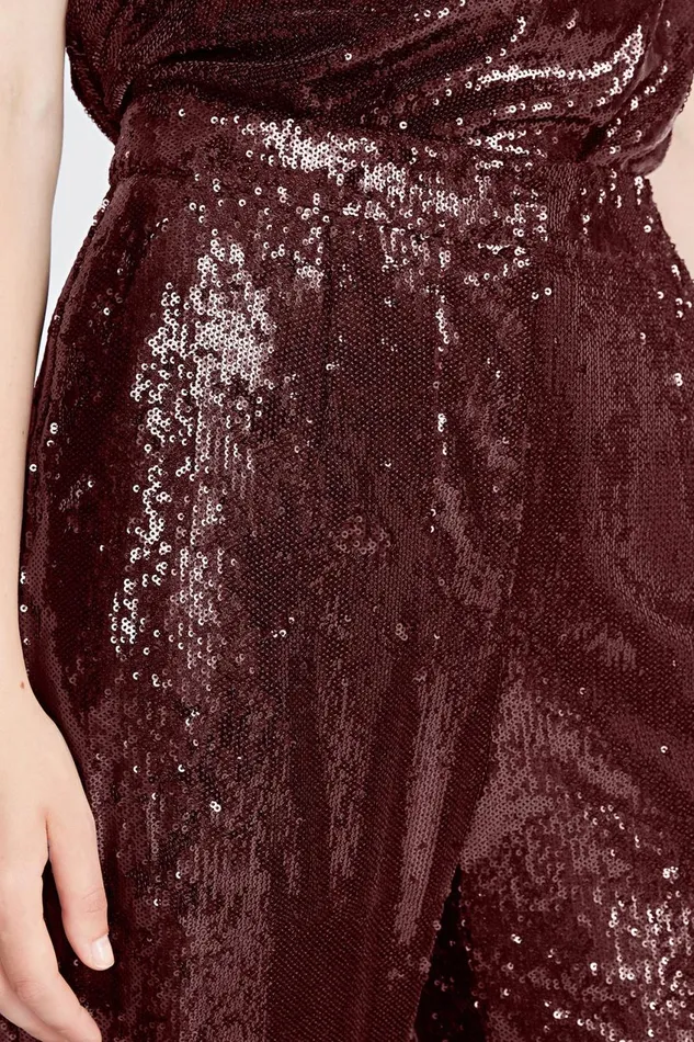 Bottoms Women Halston Kimberly Pant In Sequins Bordeaux Bottoms Women Halston Kimberly Pant In Sequins Bordeaux