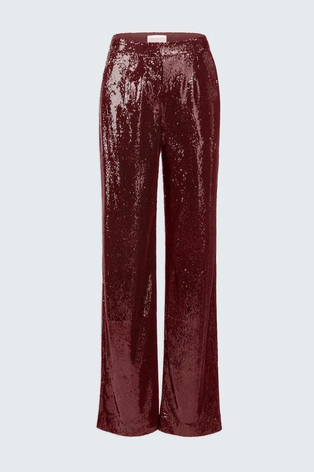 Bottoms Women Halston Kimberly Pant In Sequins Bordeaux Bottoms Women Halston Kimberly Pant In Sequins Bordeaux