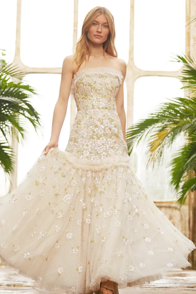 Brianna Strapless Gown Champagne Women Needle and Thread Dresses