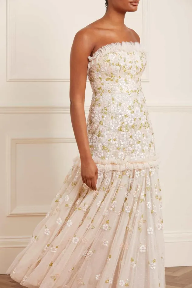 Brianna Strapless Gown Champagne Women Needle and Thread Dresses