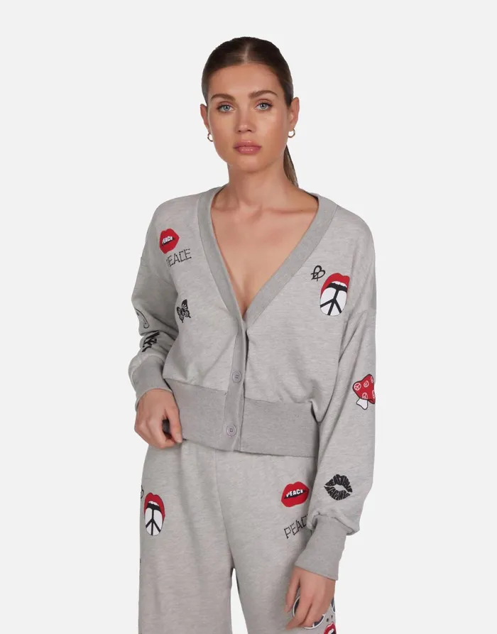 Camas Peace Elements Heather Grey Women039s Lauren Moshi Sweaters and Knits