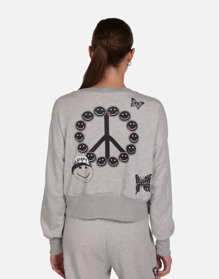Camas Peace Elements Heather Grey Women039s Lauren Moshi Sweaters and Knits