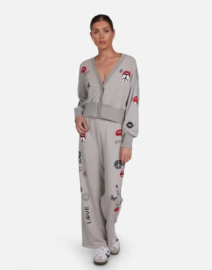 Camas Peace Elements Heather Grey Women039s Lauren Moshi Sweaters and Knits