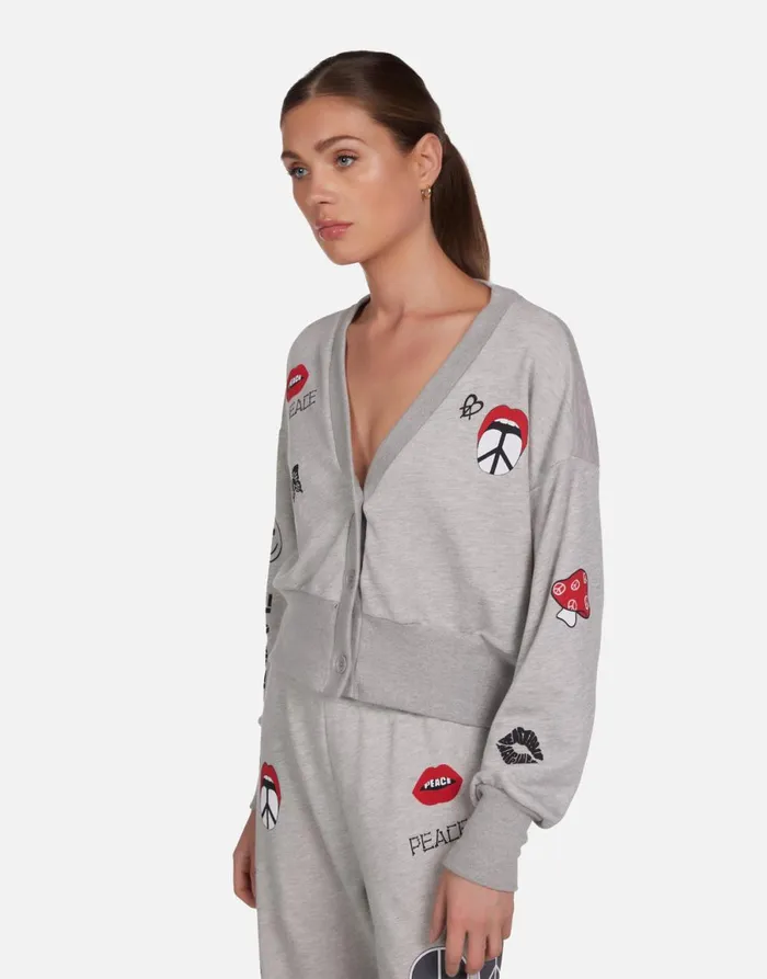 Camas Peace Elements Heather Grey Women039s Lauren Moshi Sweaters and Knits