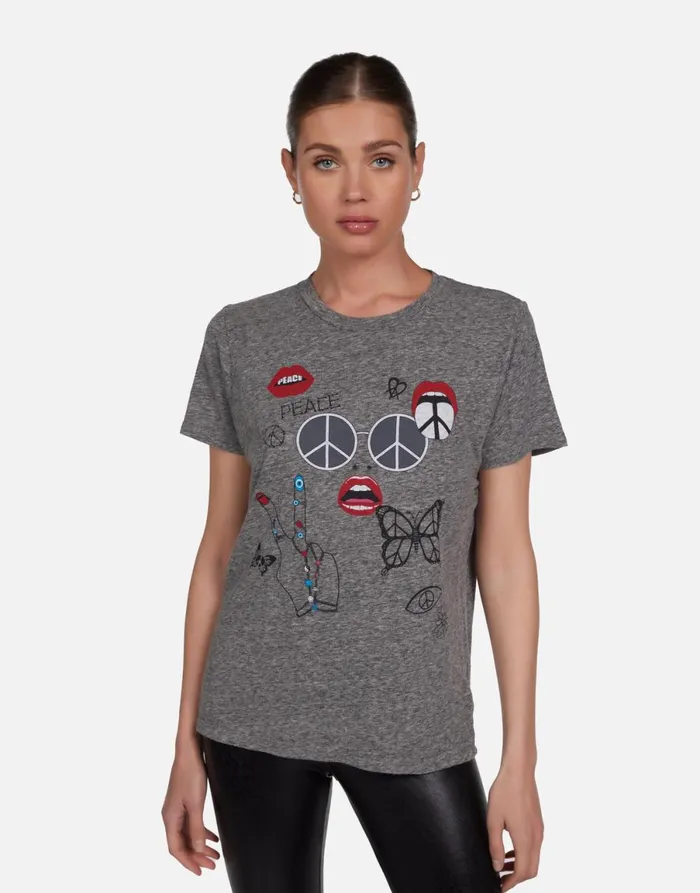 Capri Peace Elements Heather Grey Women039s Lauren Moshi Short Sleeve