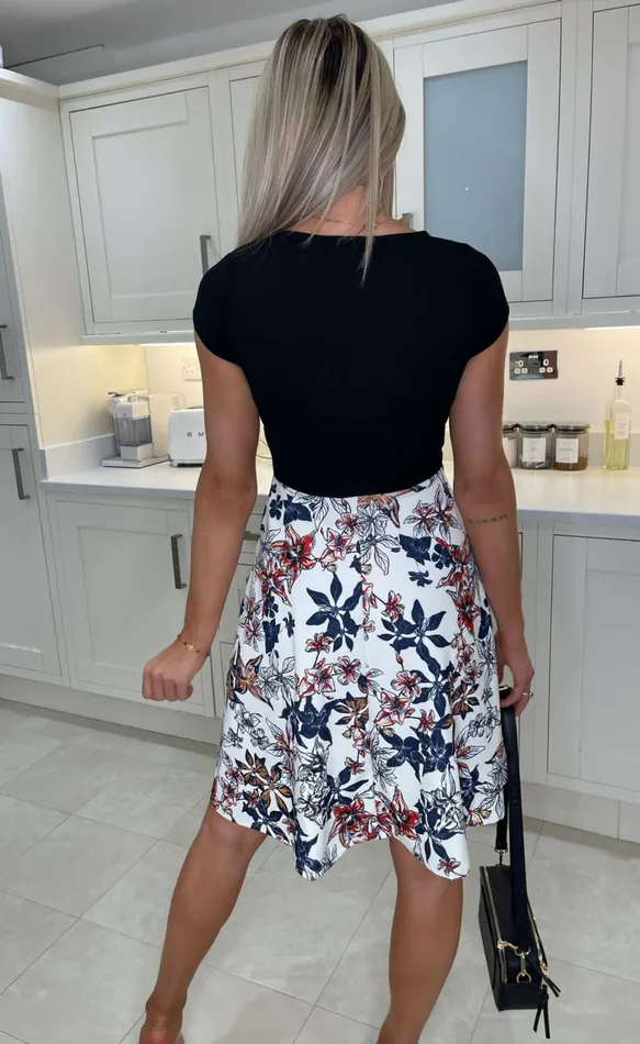 Catalina Floral Print Flared Skater Dress Women Missfiga Skater Dresses
