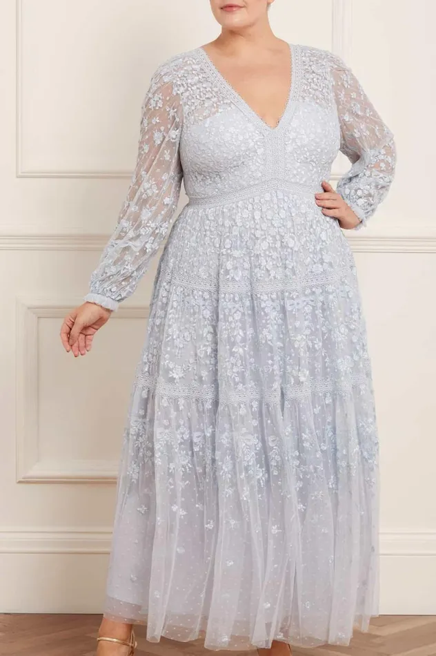 Celestia Ribbon Ankle Gown Blue Women Needle and Thread Dresses