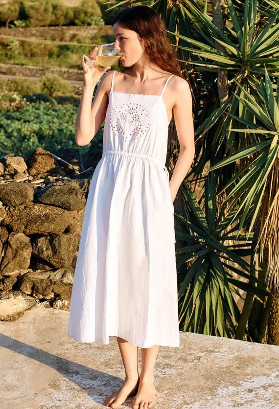 Ciao Lucia Long Dresses Celestine White Cotton Midi Dress 8211 Women