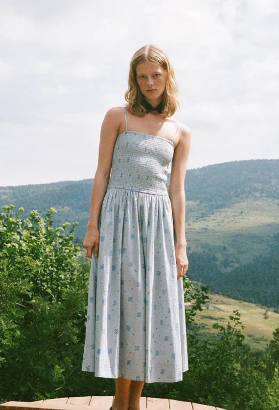 Ciao Lucia Long Dresses Mael Blue Printed Cotton Midi Dress 8211 Women