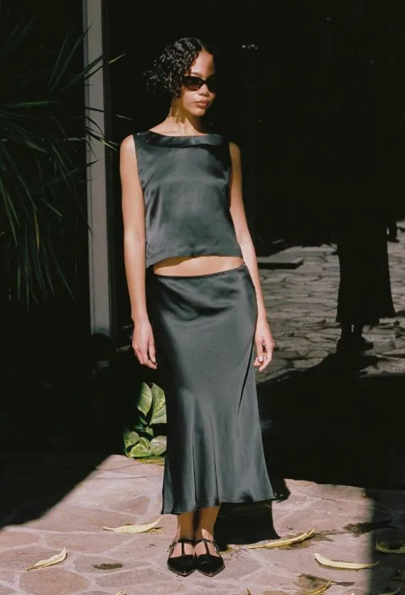 Ciao Lucia Skirts Emilie Black Satin Midi Skirt 8211 Women