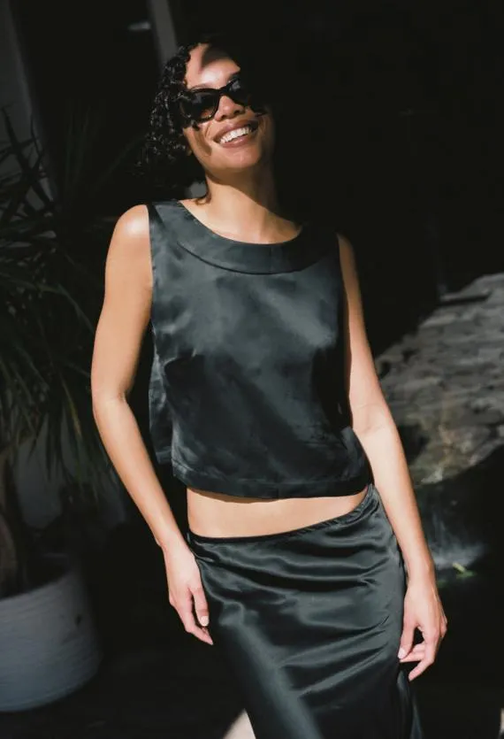 Ciao Lucia Skirts Emilie Black Satin Midi Skirt 8211 Women