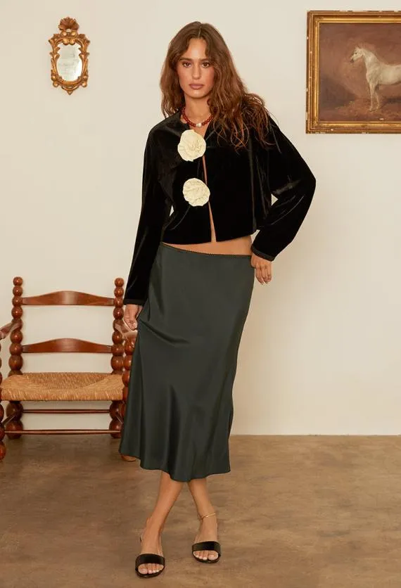 Ciao Lucia Skirts Emilie Crepe De Chine Black Midi Skirt 8211 Women