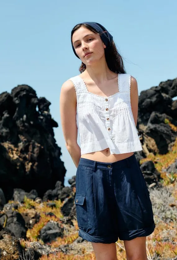 Ciao Lucia Sleeveless Tops Izabel White Cotton Sleeveless Top 8211 Women