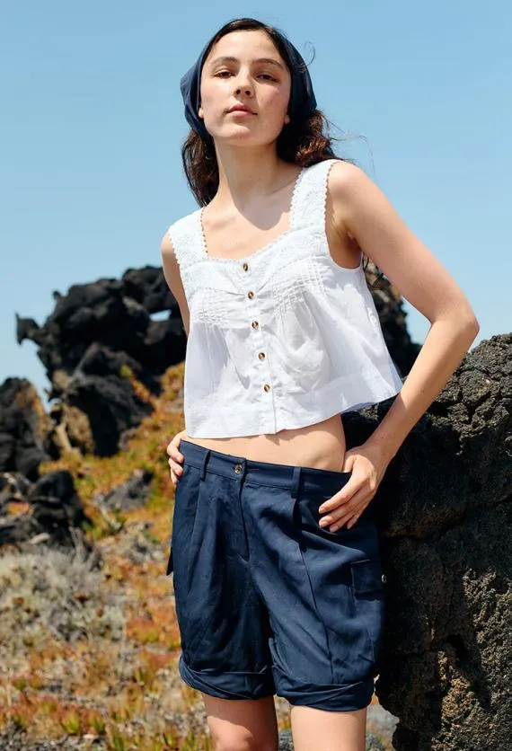 Ciao Lucia Sleeveless Tops Izabel White Cotton Sleeveless Top 8211 Women