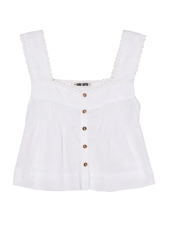 Ciao Lucia Sleeveless Tops Izabel White Cotton Sleeveless Top 8211 Women