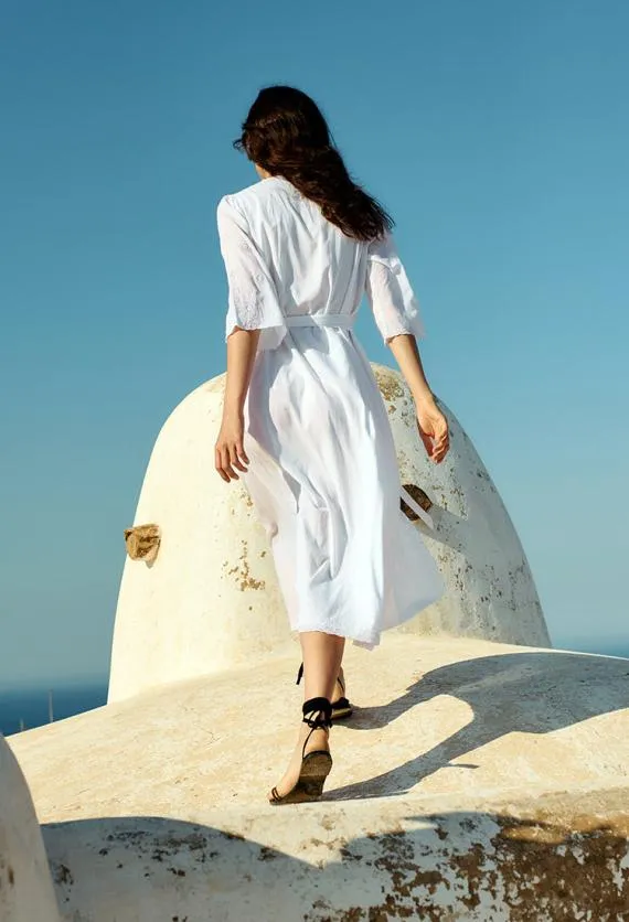 Ciao Lucia White Dresses Lilou White Cotton Wrap Midi Dress 8211 Women
