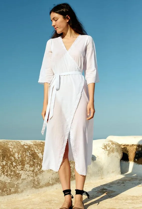 Ciao Lucia White Dresses Lilou White Cotton Wrap Midi Dress 8211 Women