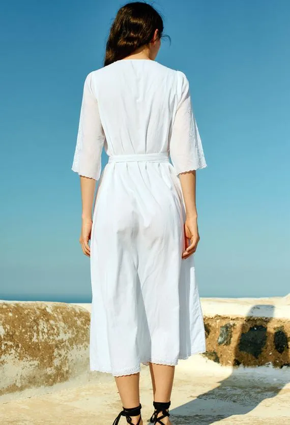 Ciao Lucia White Dresses Lilou White Cotton Wrap Midi Dress 8211 Women
