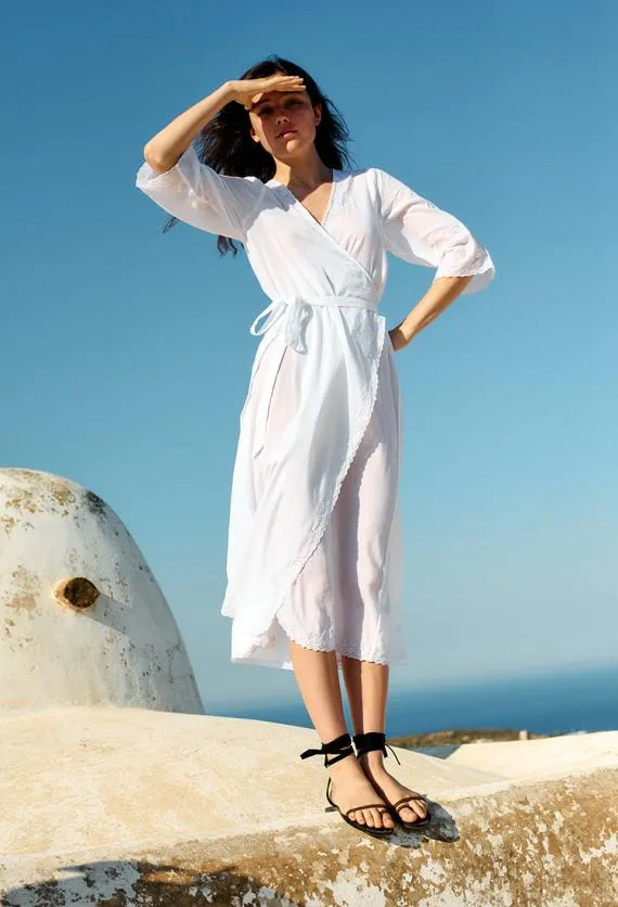 Ciao Lucia White Dresses Lilou White Cotton Wrap Midi Dress 8211 Women