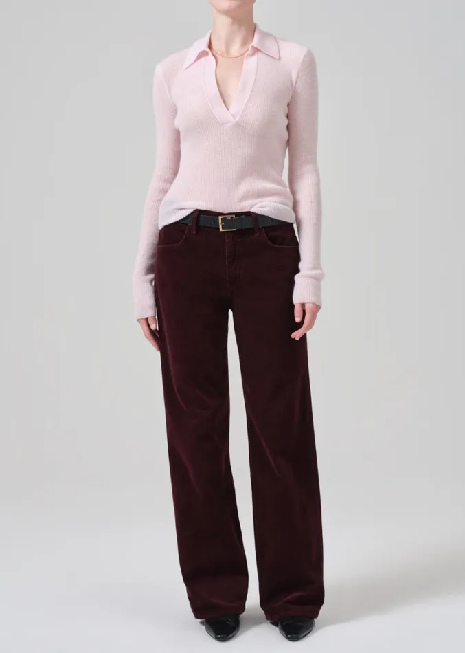 Citizens Of Humanity Annina High Rise Wide Leg 33034 Corduroy In Bordeaux Women Pants