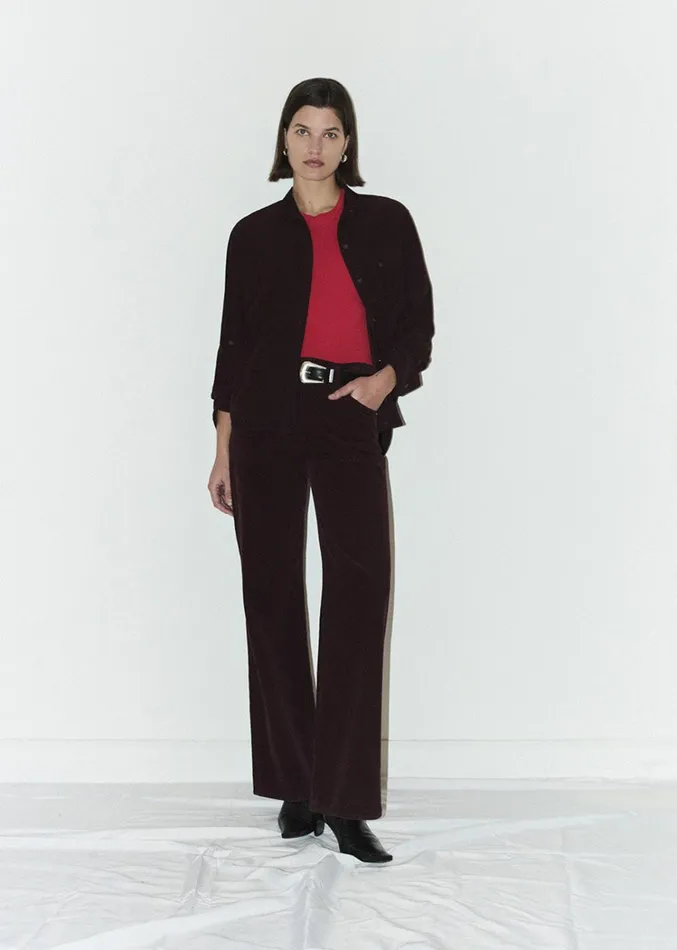 Citizens Of Humanity Annina High Rise Wide Leg 33034 Corduroy In Bordeaux Women Pants