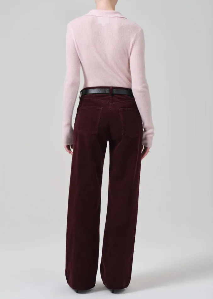 Citizens Of Humanity Annina High Rise Wide Leg 33034 Corduroy In Bordeaux Women Pants