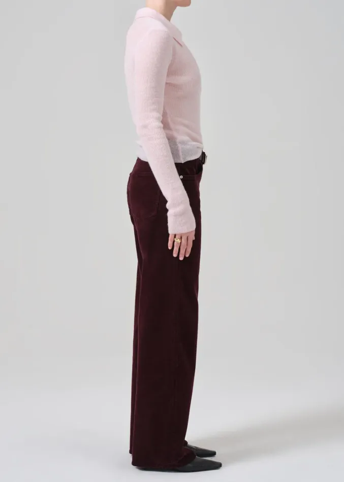 Citizens Of Humanity Annina High Rise Wide Leg 33034 Corduroy In Bordeaux Women Pants