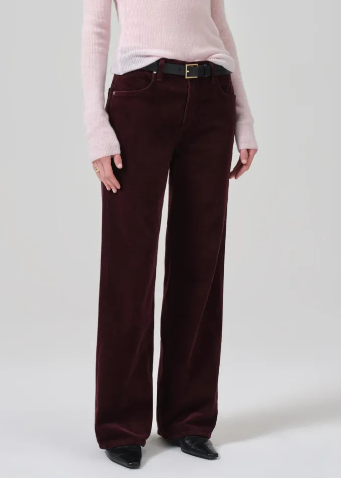 Citizens Of Humanity Annina High Rise Wide Leg 33034 Corduroy In Bordeaux Women Pants