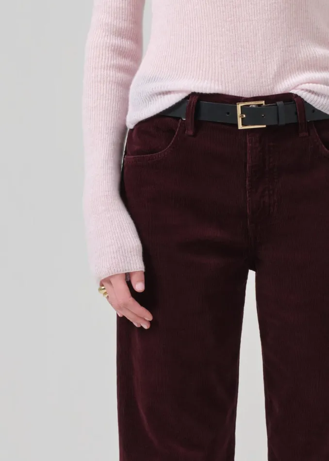 Citizens Of Humanity Annina High Rise Wide Leg 33034 Corduroy In Bordeaux Women Pants