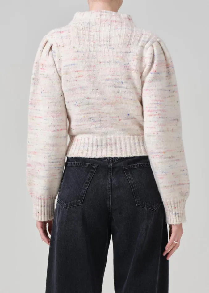 Citizens Of Humanity Claudia Turtleneck Puff Sleeve In Confetti Marl Women Tops