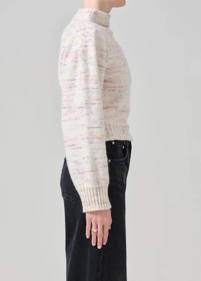 Citizens Of Humanity Claudia Turtleneck Puff Sleeve In Confetti Marl Women Tops