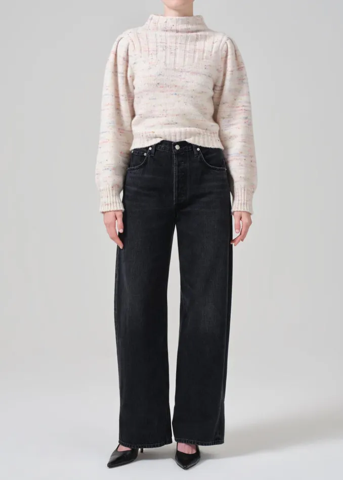 Citizens Of Humanity Claudia Turtleneck Puff Sleeve In Confetti Marl Women Tops