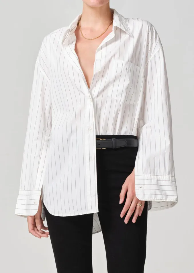 Citizens Of Humanity Cocoon Shirt In Bitter Chocolate Stripe Women Tops