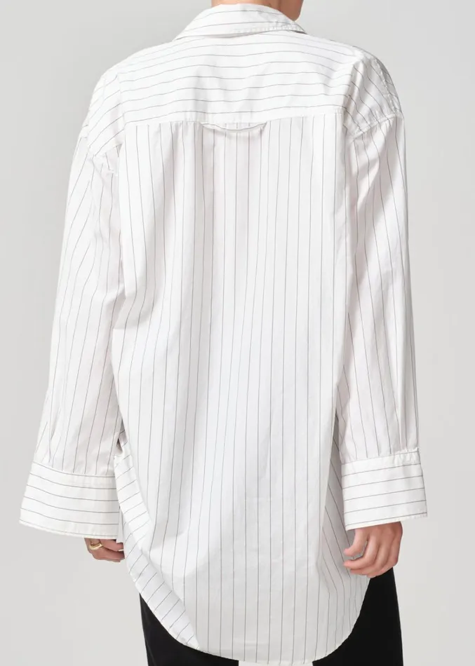 Citizens Of Humanity Cocoon Shirt In Bitter Chocolate Stripe Women Tops
