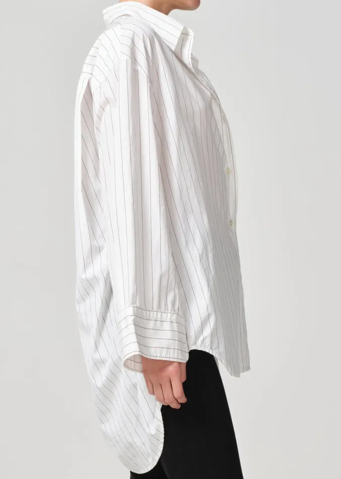 Citizens Of Humanity Cocoon Shirt In Bitter Chocolate Stripe Women Tops
