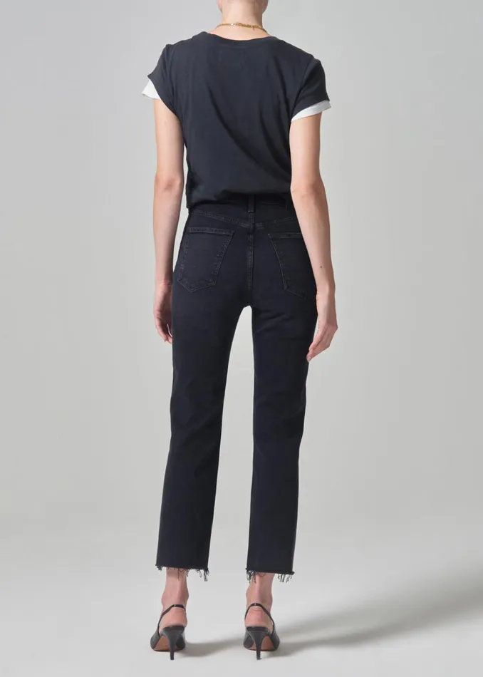 Citizens Of Humanity Daphne Crop High Rise Stovepipe In Peppercorn Women Jeans