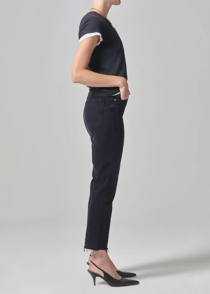 Citizens Of Humanity Daphne Crop High Rise Stovepipe In Peppercorn Women Jeans